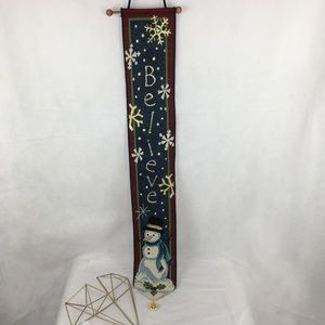 Believe Snowman Tapestry Wall Hanging